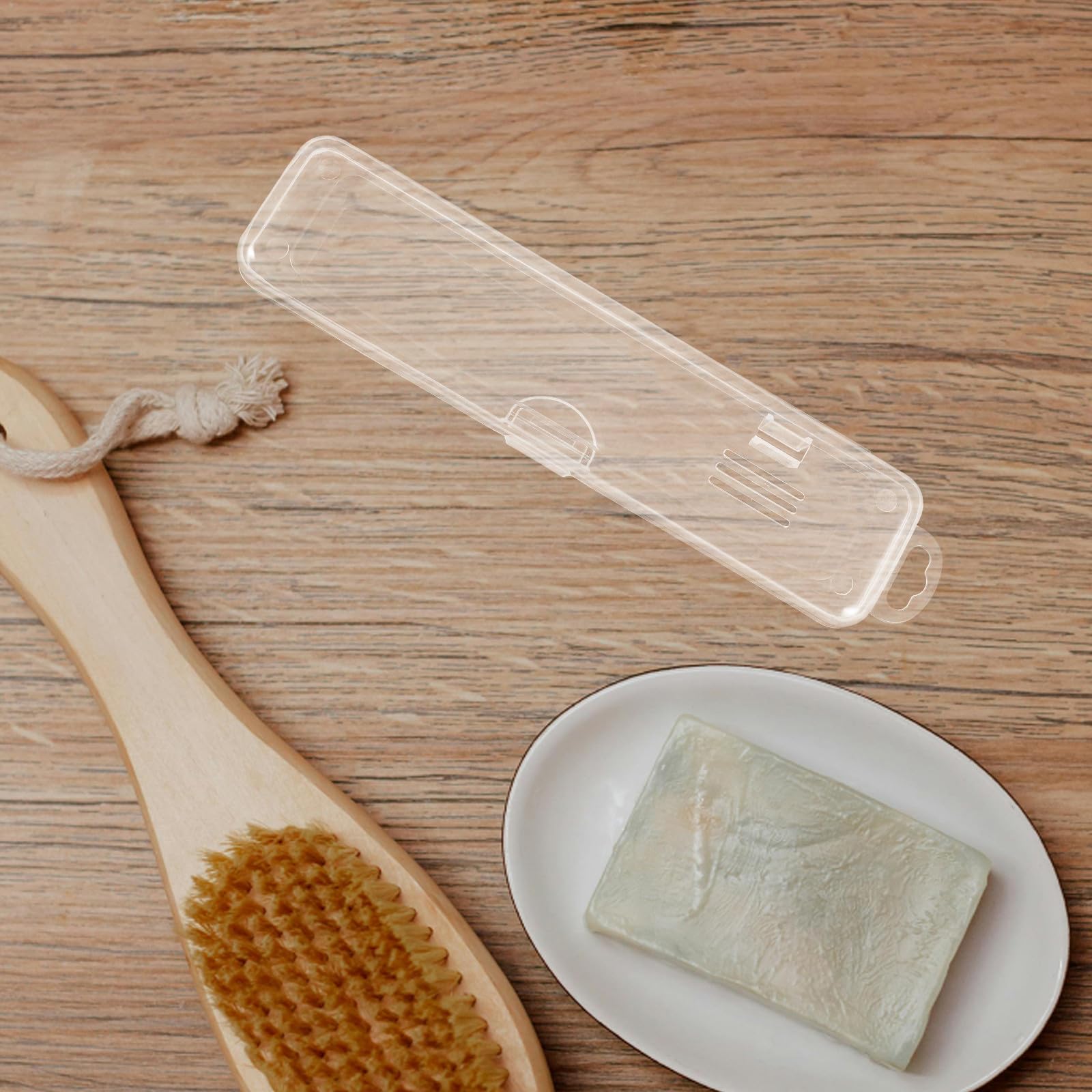 Mikikit Kompaktes Reiseetui aus Kunststoff für 20 Zahnbürsten und Gabeln mit Rutschfestem Griff für Zuhause und Unterwegs zur Hygienischen Aufbewahrung