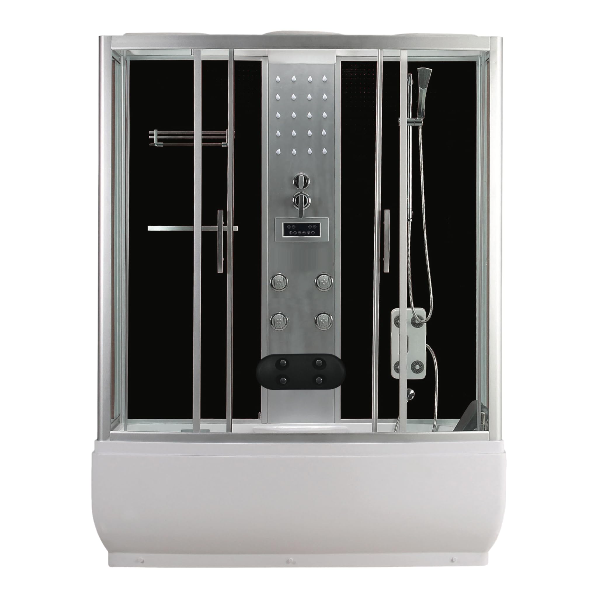 Cabina de ducha de vapor NEVADA 85 x 175 x 229 cm – Cabina de ducha combinada, chorros de masaje, con radio y altavoz, cristal de seguridad, ducha completa, con plato de ducha, cabina de ducha