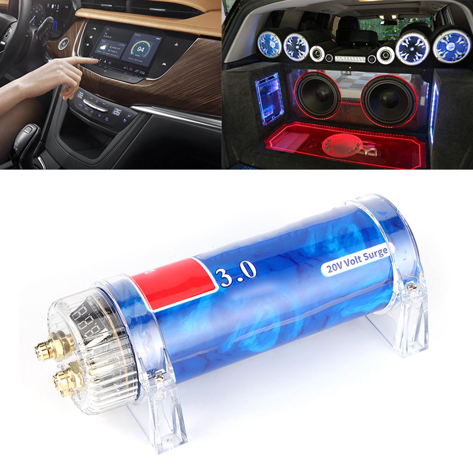 Kondensator Samochodowy Audio, Samochodowy Kondensator Audio ze Stopu Aluminium z Cyfrowymi Kondensatorami Wyświetlacza do Części Samochodowych