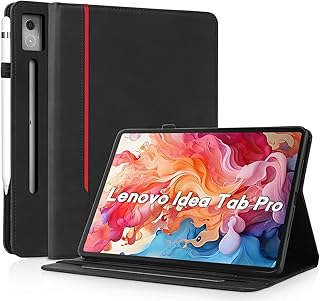 fodral för Lenovo Idea Tab Pro 12,7 tum 2025 TB-373FU TB-375FC, skyddande fodral ultratunt PU-läder med stativ skyddsfodral och automatisk sömn/vakna fodral, svart - Amazon Deal & Rabatt