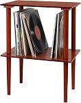 Victrola Support en bois pour centres de musique en bois avec étagère de support de disques, Acajou