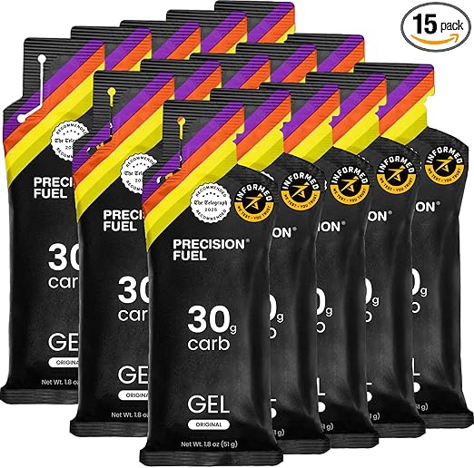 Precision Fuel 30 Energy Gels - Mild, Neutral Flavour Running Gels for Endurance Athletes, 30g Carbohydrate, Easy-to-Digest, Perfect for Running & Long-Duration Sports (Pack of 15)