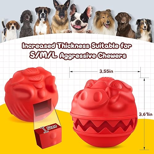 Miniatura 2 de Pelotas indestructibles para perros, juguetes dispensadores de golosinas para perros masticadores agresivos de razas grandes y medianas, pelotas
