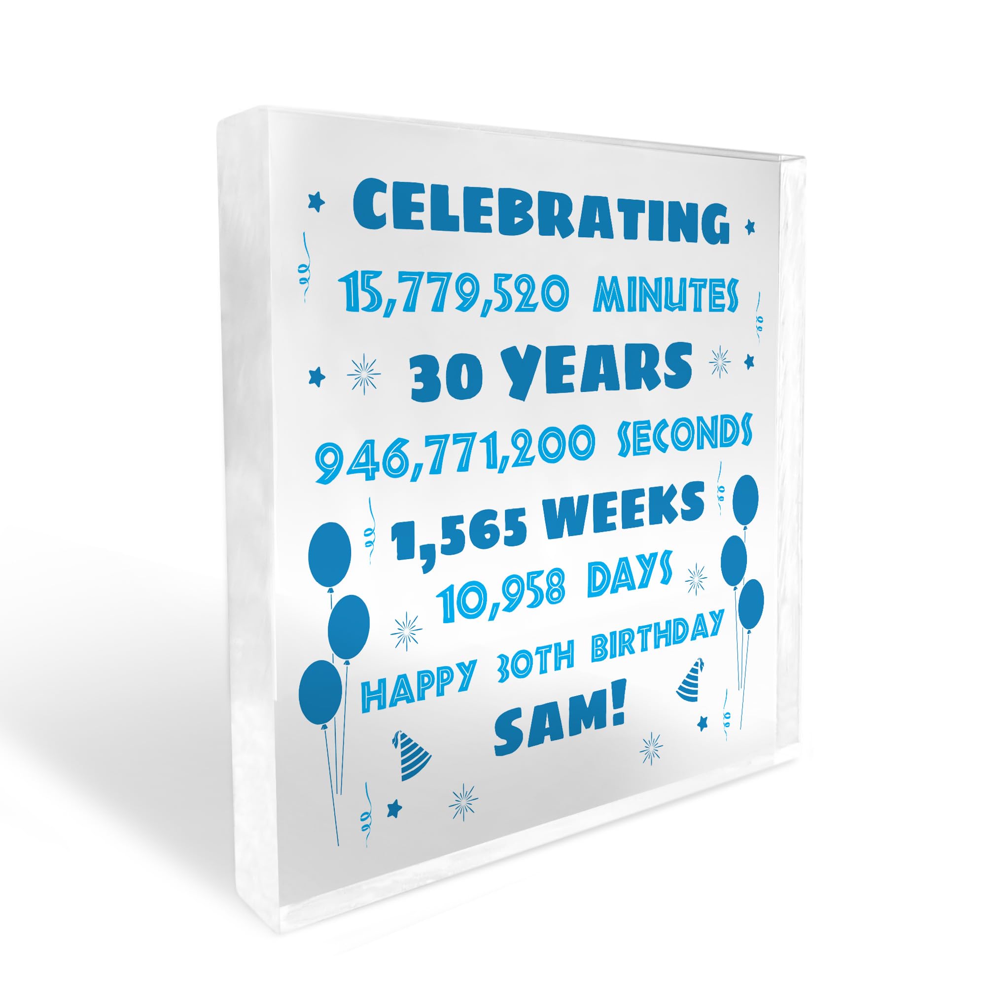 Red Ocean Personalised 30th Birthday Gift For Son Brother Dad Uncle Freestanding Acrylic Block Funny 30th Birthday Gift For Him Gift For Men 30th Birthday Gifts