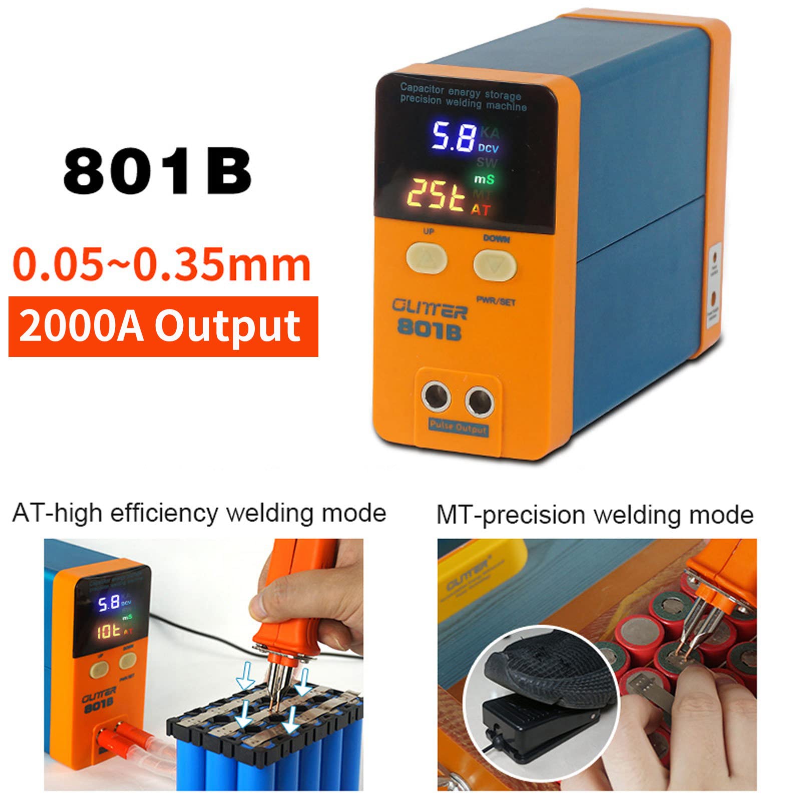 FAXIOAWA Saldatrice a impulsi, saldatrice a Punti a Batteria 801B Saldatrice a Punti con condensatore da 11,6 KW, Attrezzatura per Saldatura a Batteria