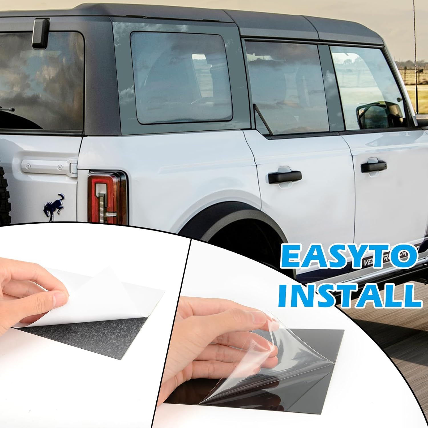 MAIKER 14pcs Black Pillar Posts Trim Kit Anti Scratch B Pillar Molding Cover Stickers Center Window Outer Pillar Post Panel Covers for Ford Bronco 4 Door 2021-2023 Decorative Exterior Accessories