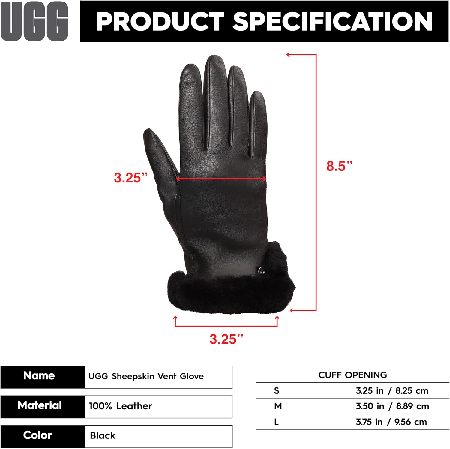 UGG Womens Leather Sheepskin Vent Gloves With Conductive Tech Palm
