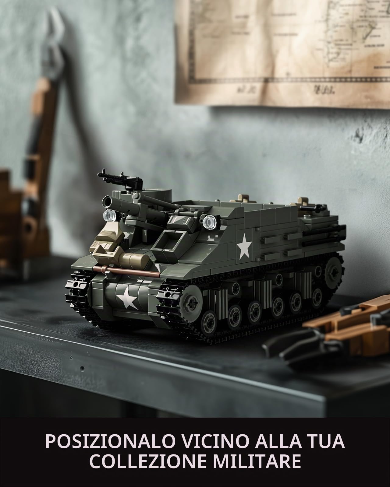 Nifeliz Set di Costruzione del Modello di Carro Armato M7 Priest Militare, Set di Costruzione di Veicoli dell'Esercito Howitzer WW2 per Adulti, Set di Modelli Espositivi dell'Esercito da Collezione e