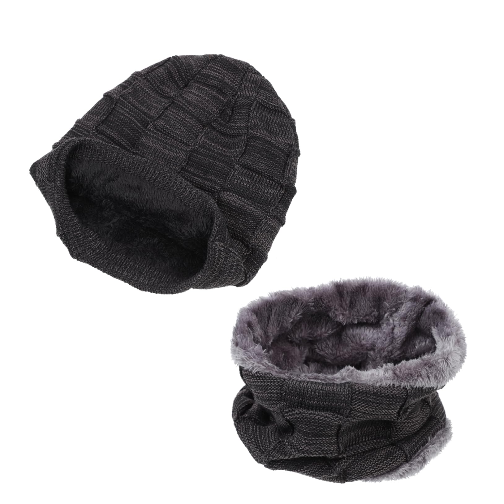 COLLBATH Elegant Hat and Scarf Set Cold Proof Ornament Present Black