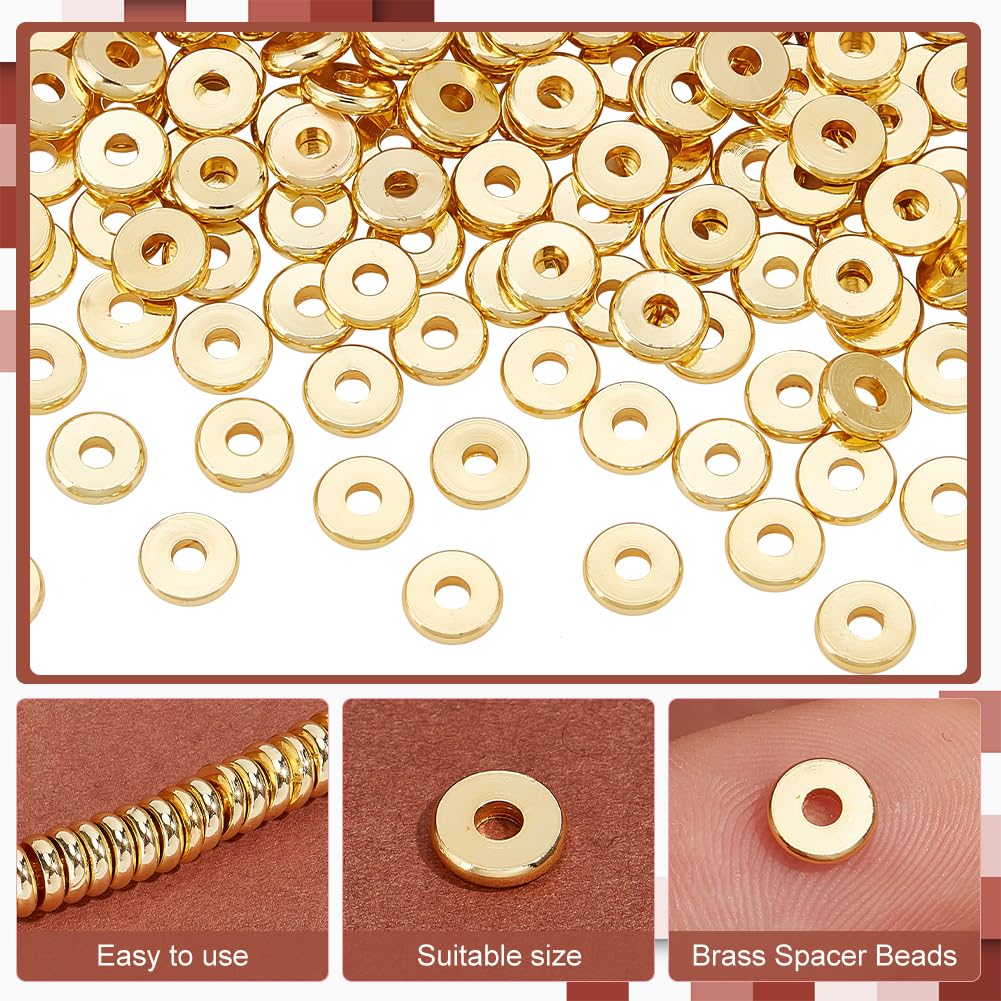 PH PandaHall 160pz Perline Distanziatrici Heishi in Oro 14K, 4~8mm Disco Tondo Piatto in Ottone Perline Sciolte in Metallo per Braccialetti Fai-Da-Te Orecchini Collana Artigianali, Oro/Argento