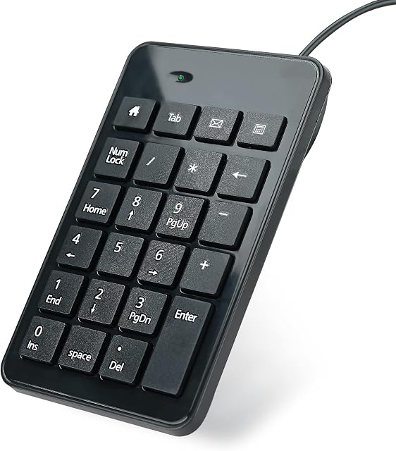 Podazz Wired Numeric Keypad, Ultra Slim Number Pad with 23 Keys for iMac/Mac Pro/MacBook Pro/MacBook Air/Laptop/Desktop PC