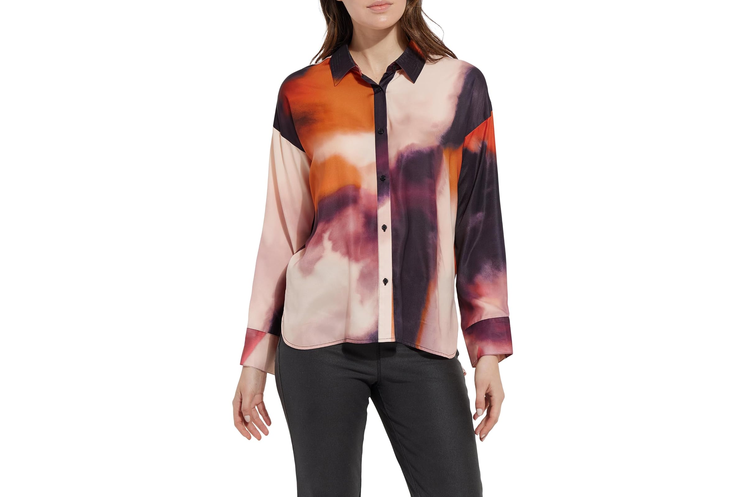 Lysse Printed Stitched Satin Shirt