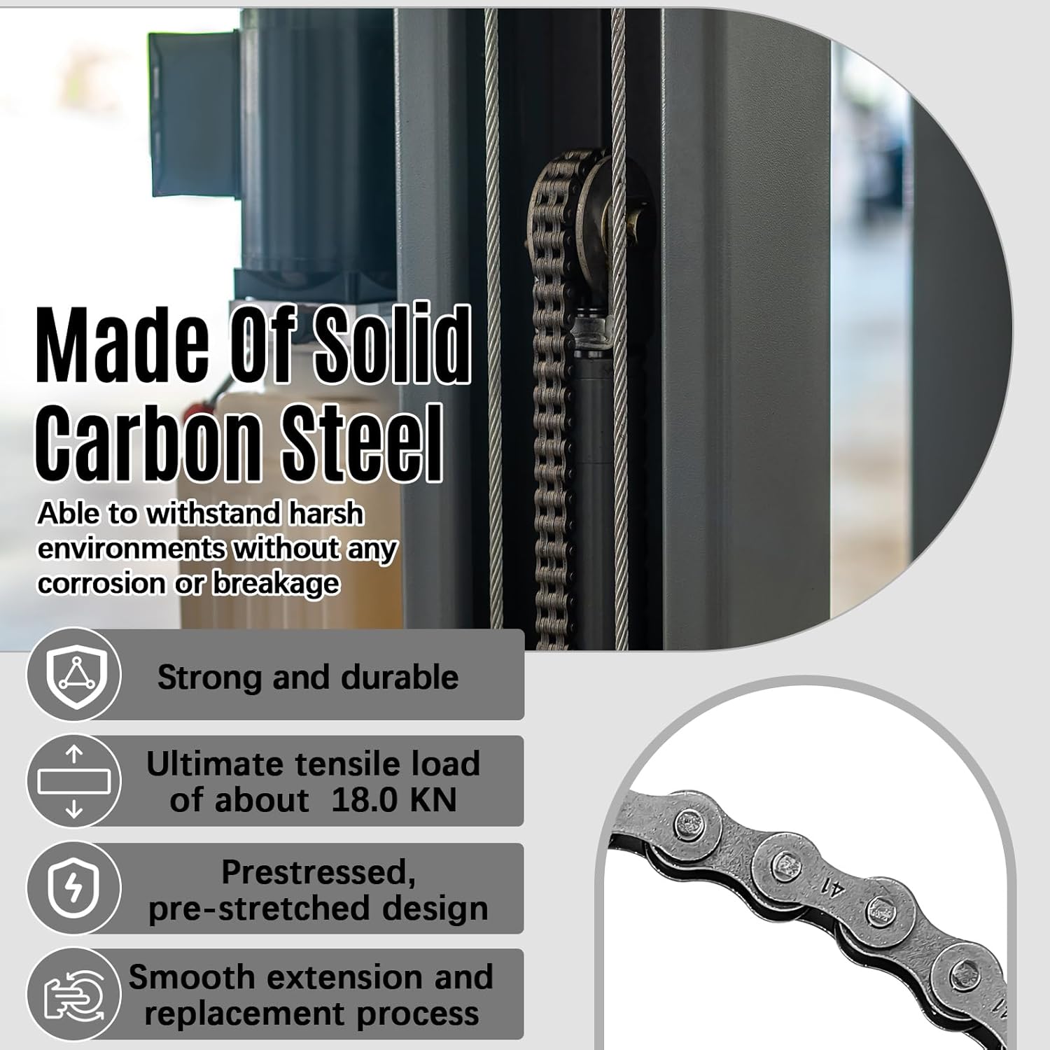 Tandefio #41 20 ft Roller Chain with 2 Links for Driven Slide Gate Operator and More, Interchangeable for Chain Driven Slide gate Opener Conveyor System, Corrosion Resistant