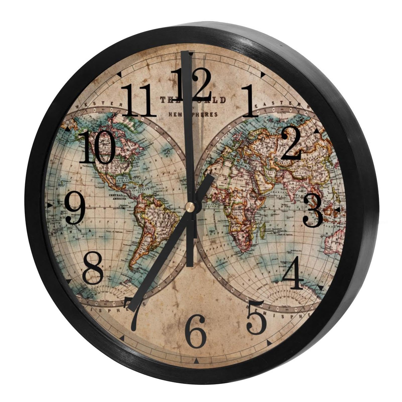 Horloge murale silencieuse pour bureau et maison avec cadran carte nautique vintage rétro