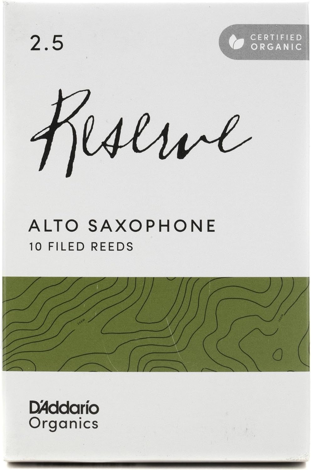 D'Addario Organic Reserve Alto Saxophone Reeds - Sax Reeds - Individually Sealed - 2.5 Strength, 10 Pack
