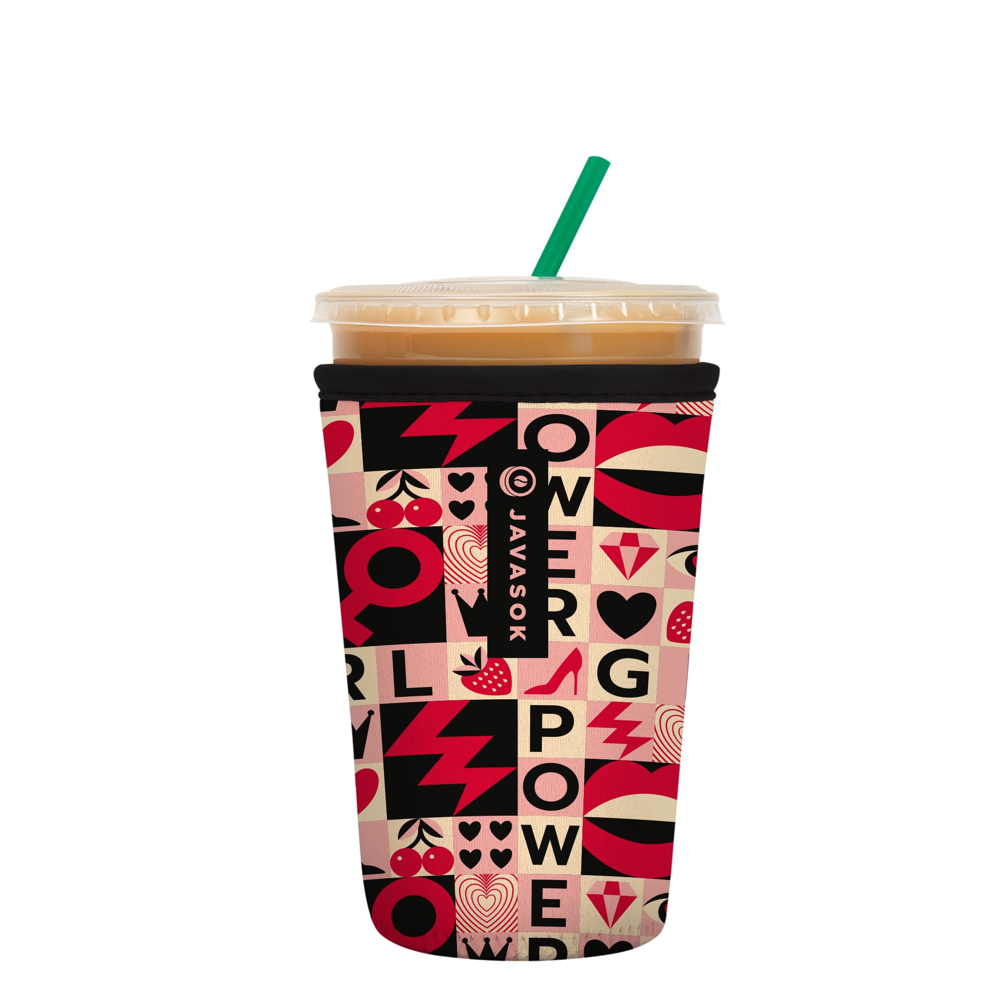 Sok It JavaSok Iced Coffee & Cold Soda Insulated Neoprene Cup Sleeve (Girl Power, Medium: 22-28oz)