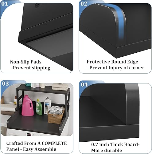 Miniatura 3 de Lavadora secadora encimera, 27.5 pulgadas de profundidad x 27.5 pulgadas de ancho x 16.7 pulgadas de alto, almohadillas antideslizantes, encimera de