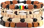 HZMAN Mix 5 Wrap Bracelets Men Women Hemp Cords Wood Beads Ethnic Tribal Bracelets Leather Wristbands