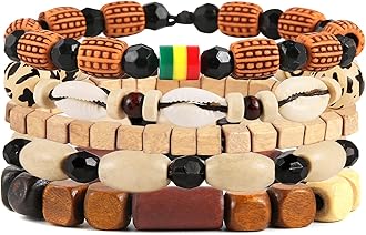 HZMAN Wrap Bracelets Men Women, Hemp Cords Wood Beads Ethnic Tribal Bracelets, Leather Wristbands