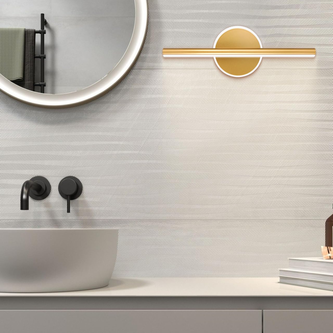 Baluue Lampada a Specchio Da Bagno Led 15.75 Pollici Luce Frontale Per Trucco Con Illuminazione Uniforme a Parete Design Moderno E Installazione Flessibile Per Casa E Bagno