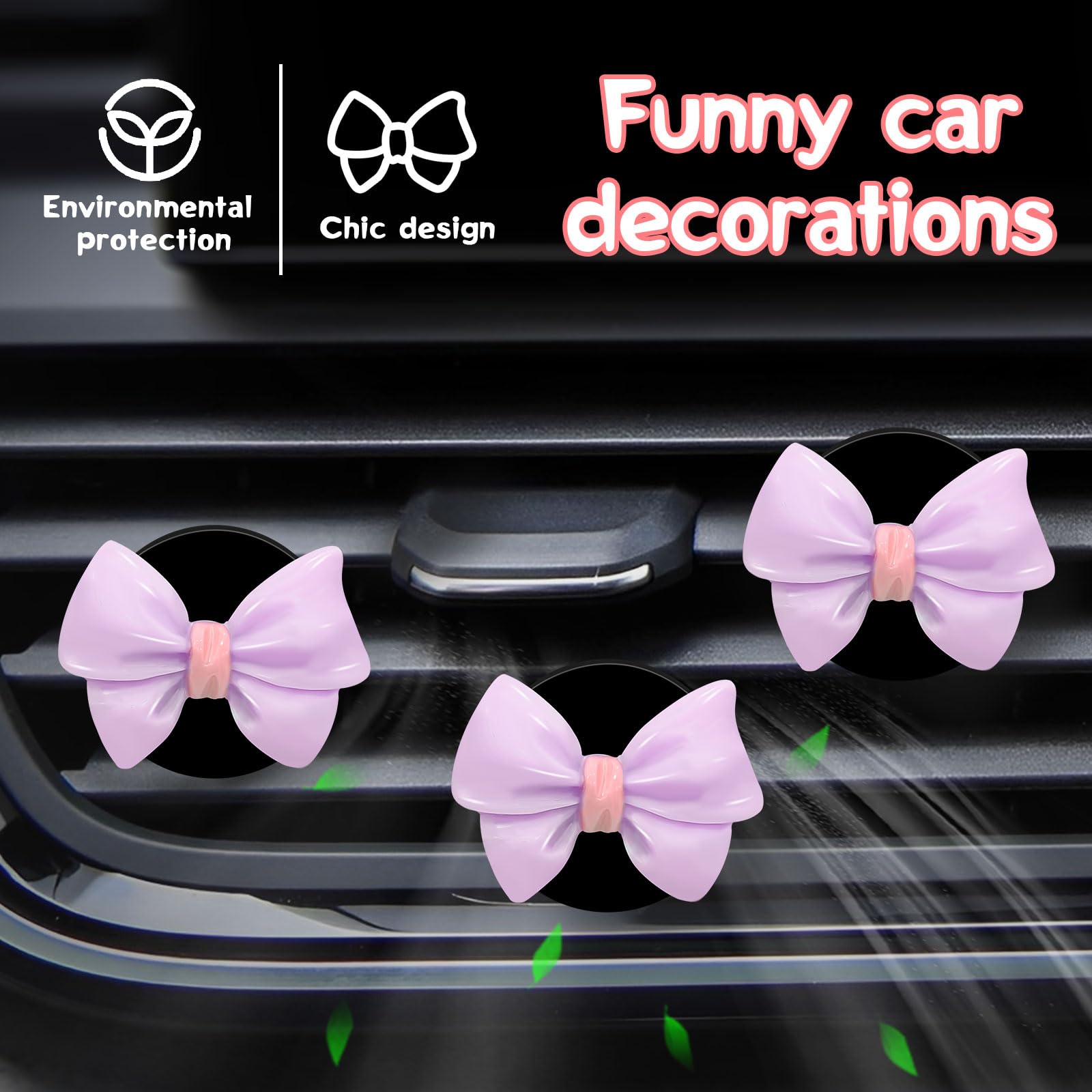 Bow Car Air Freshener 7 Pack Coquette Car Vent Clips Cute Bow Decor Car Accessories for Women Aesthetic — view 7