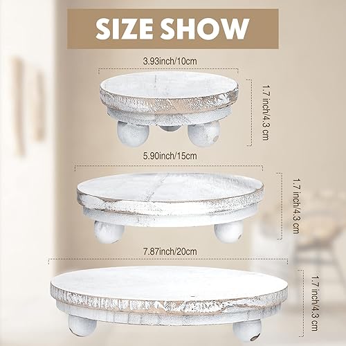 Miniatura 38 de Amyhill 3 elevadores de madera de 5/4/3 pulgadas para exhibición, soporte de pedestal de madera, mini soporte redondo de madera, soporte de pedestal