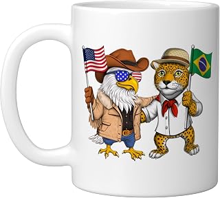 USA Brazil Flag American Brazilian Roots American Brazilian Ceramic Mug, White