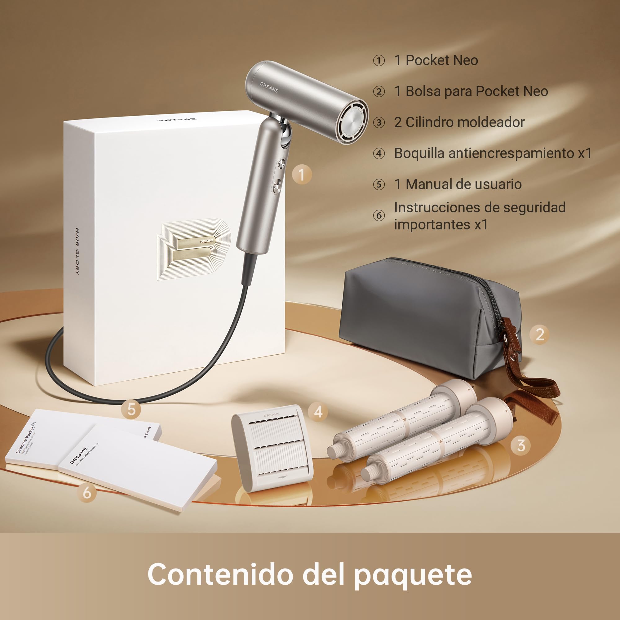 DREAME Pocket Neo, Secador de Pelo de Alta Velocidad, Plegable en 3, Peso Ligero de 300 g, Motor de 110.000 RPM, 300 Millones de Iones Negativos/cm3, 57°C, Secado 40s, 2026 Nueva Versión