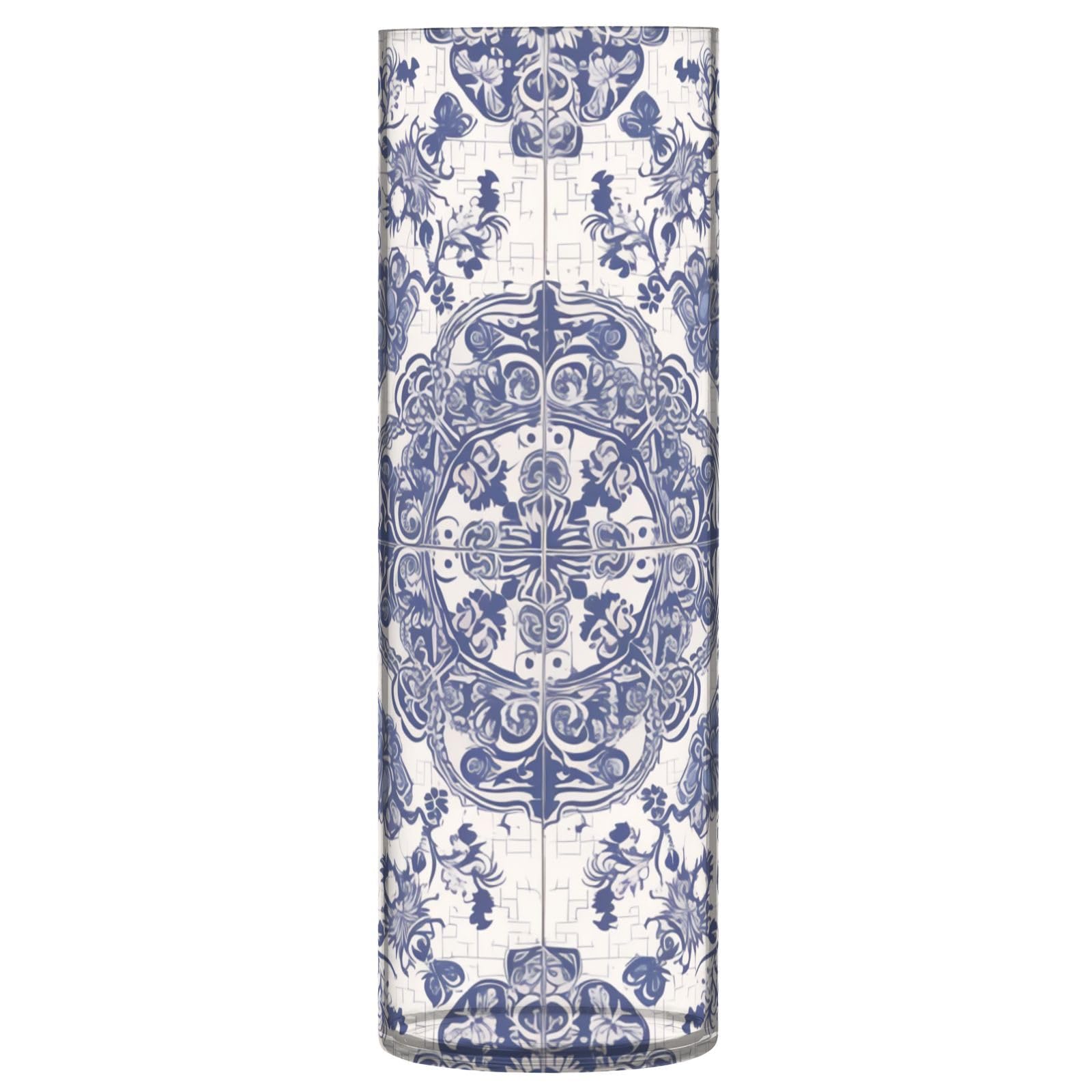 Vase en plastique bleu et blanc pour bouquet de fleurs et décoration de maison