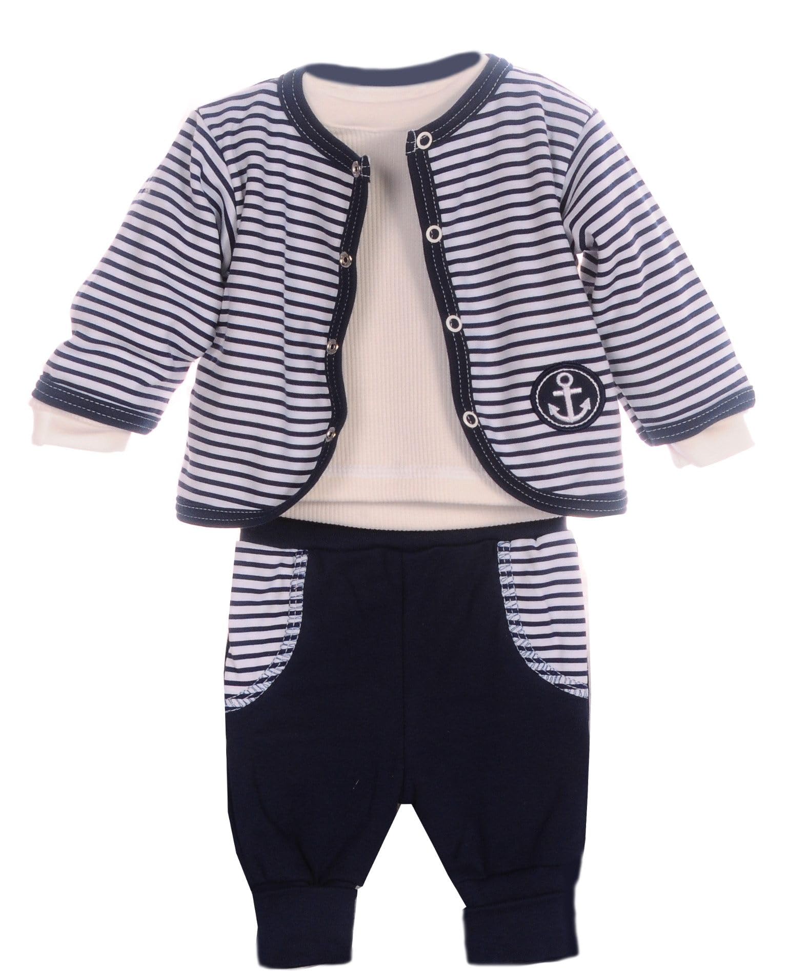 Baby Anzug 3-teilig Jacke Langarmshirt Hose Set Unisex Babys Kinder Jungen Mädchen Babykleidung Baumwolle Geschenk Geburt Babymode Erstlingsausstattung bequem Babyset Kleidung Outfit