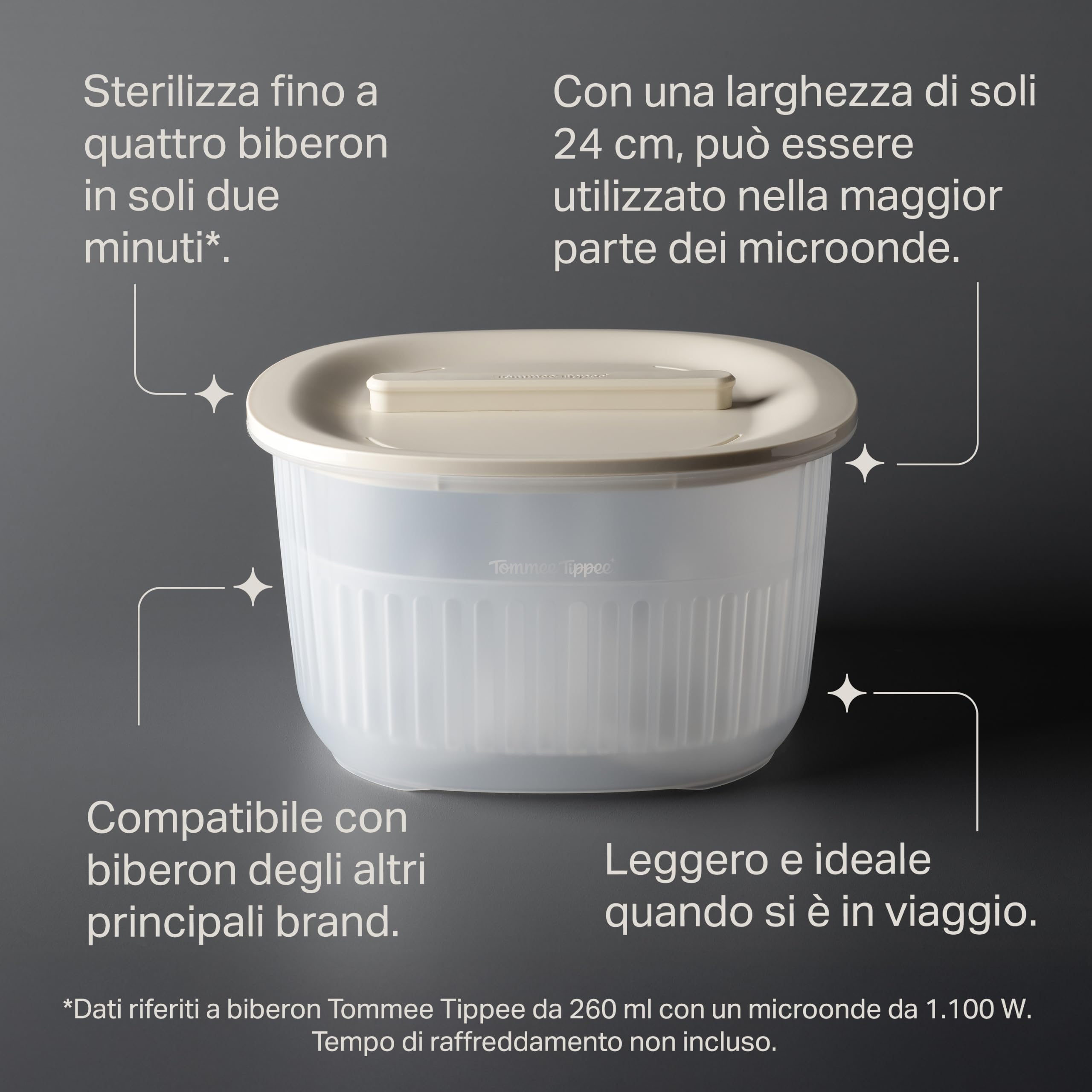 Tommee Tippee Sterilizzatore per Microonde 2-in-1 o Acqua Fredda per Biberon e Accessori