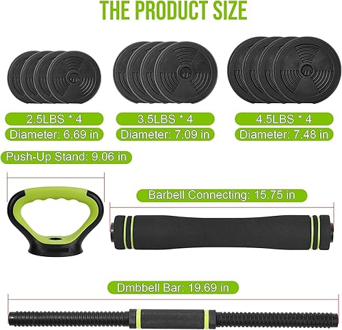 Miniatura 4 de GarveeLife Juego de mancuernas ajustables 4 en 1, juego de mancuernas ajustables que se utilizan como mancuernas, pesas, pesas rusas y flexiones