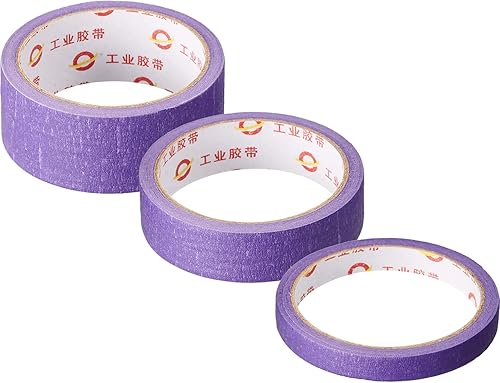 Miniatura 4 de Outus 3 rollos de cinta de manualidades púrpura de 45 yardas, cinta adhesiva extraíble multiusos para decoración de etiquetado de arte, bricolaje,