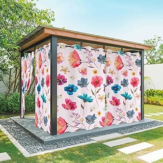Colorful Floral Outdoor Curtain for Patio Waterproof, 1 Panel, 54 x 84 I...
