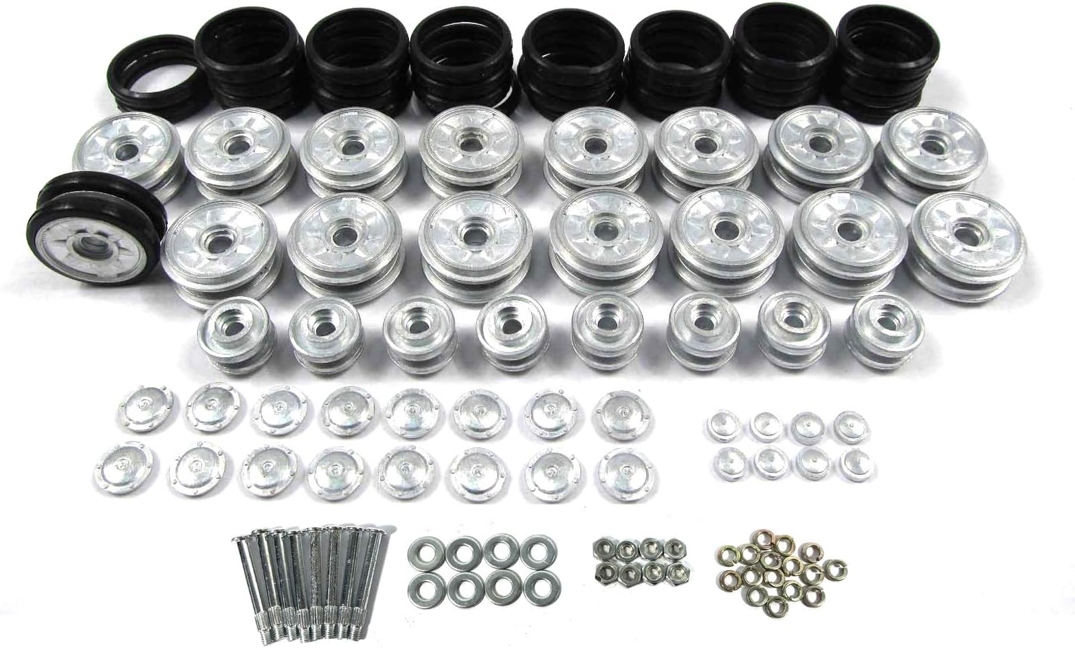 Mato Metal Road Wheels and Return Rollers with Rubber Tyres Toy Rubber Wheels for 1/16 1:16 Henglong RC Panzer IV Tank