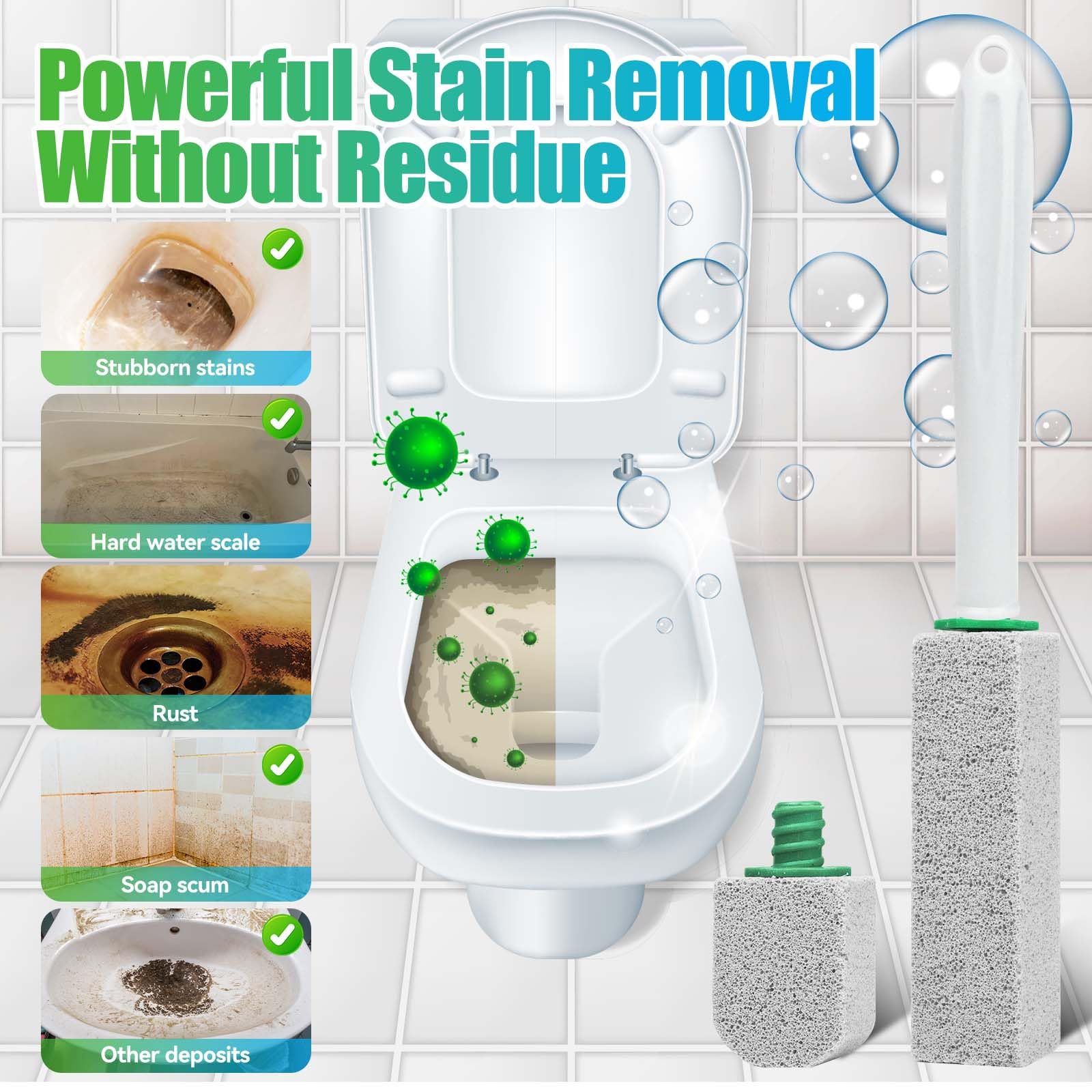 Pierre Ponce Brosse WC 8 Pièces Pumice Stone Toilet avec 2 Poignée, Brosse de Nettoyage en Pierre Naturel Ponce Détartrant Efficace pour Toilettes, Cuisines, éviers et Lavabos - 4