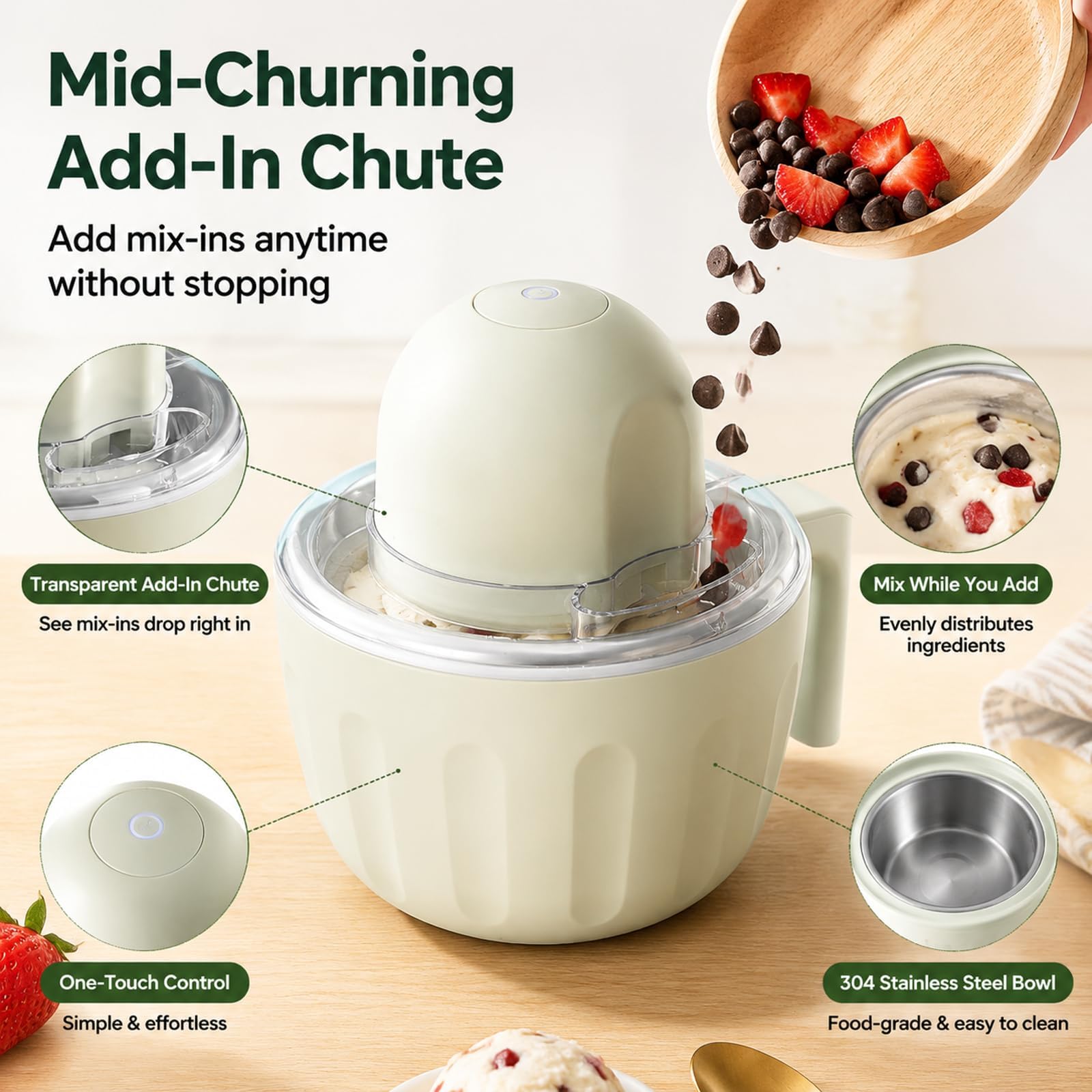 Tragbare Mini Eismaschine, Wiederaufladbarer Eiscreme Maker Kabellos, Für Frozen Yogurt Sorbet Gelato Hausgemachte Desserts Und Familie (1PCS)