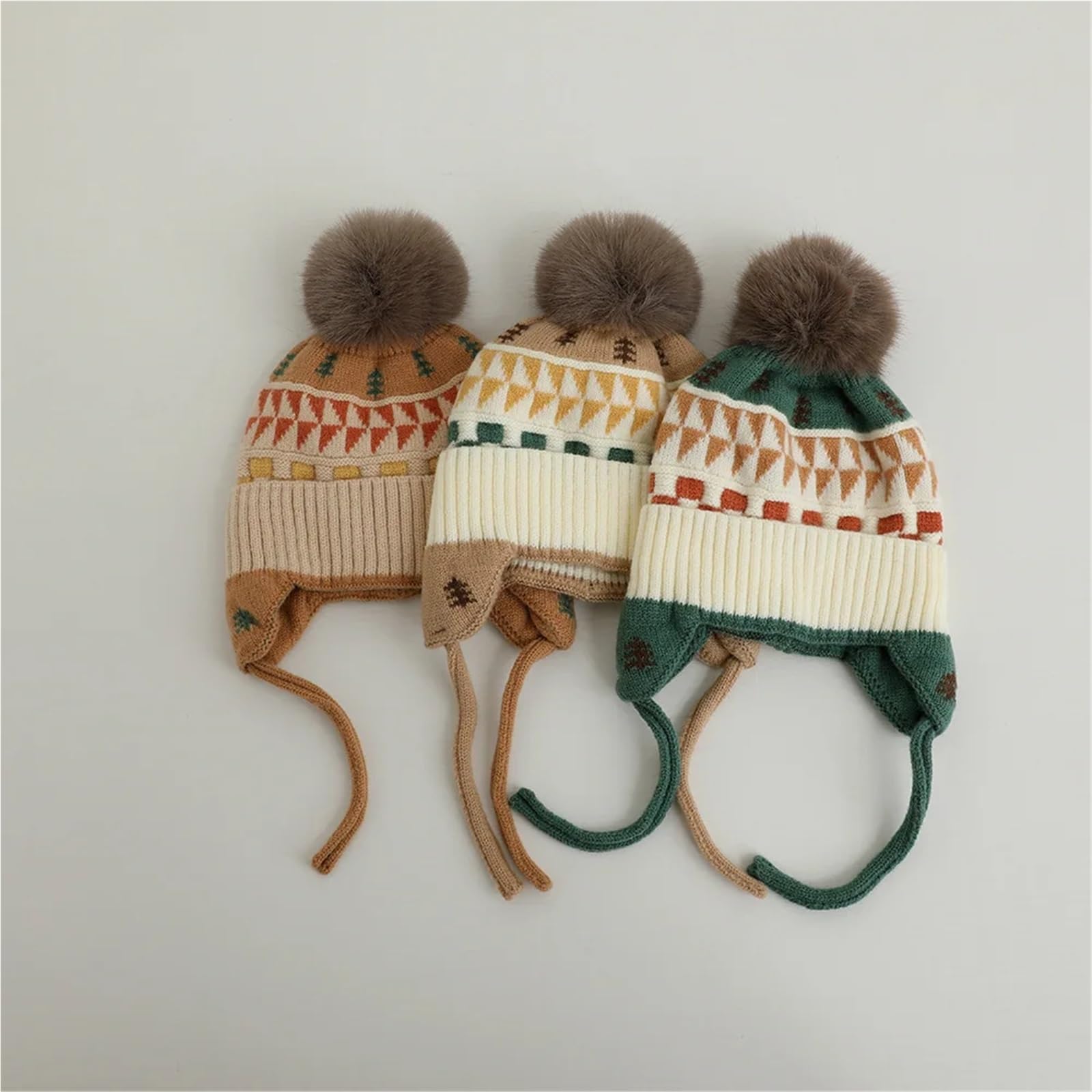 Cute Kids Knit Hat Autumn Winter Warm Kids Ear Protection Caps for Girls Boys Beanie Cap Soft Kids Bonnet Caps(E)