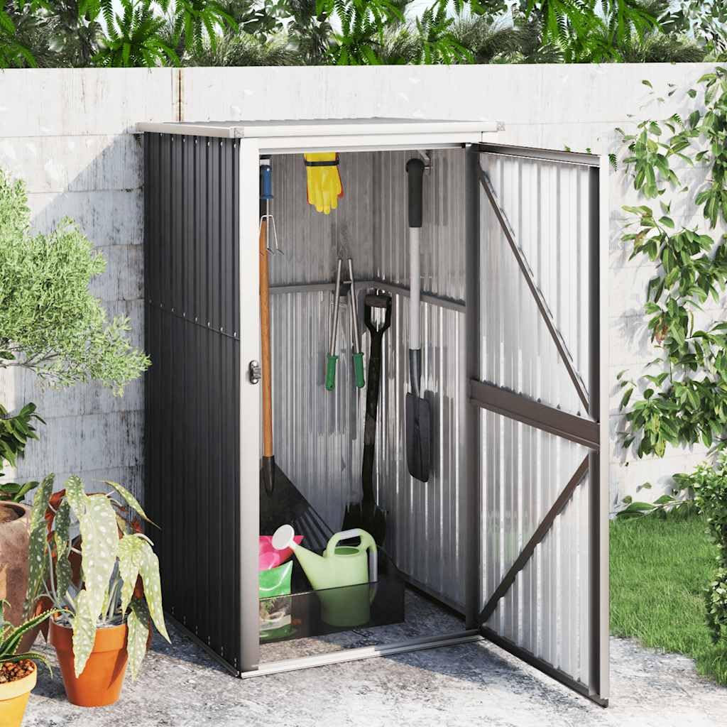 Metalowa szopa ogrodowa 88x89x161 cm stal ocynkowana | Szary Antracyt, Pochylony sufit, Ergonomiczny uchwyt, Przechowywanie na zewnątrz