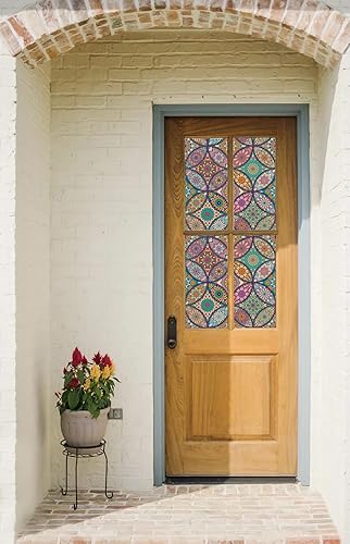 Miniatura 3 de JiffDiff Película de privacidad para ventana de 78.7 x 17.3 pulgadas, película de vidrio esmerilado, película de ventana de arco iris bohemio,