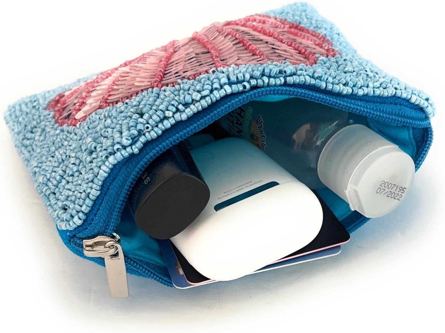 Seashell Beaded Pouch Purse, Blue Beaded Purse Pouch, Beach Lover Coin Purse, Small Wallets for Her, Birthday Gift, Gift Card Bag, CP201 - Image 3