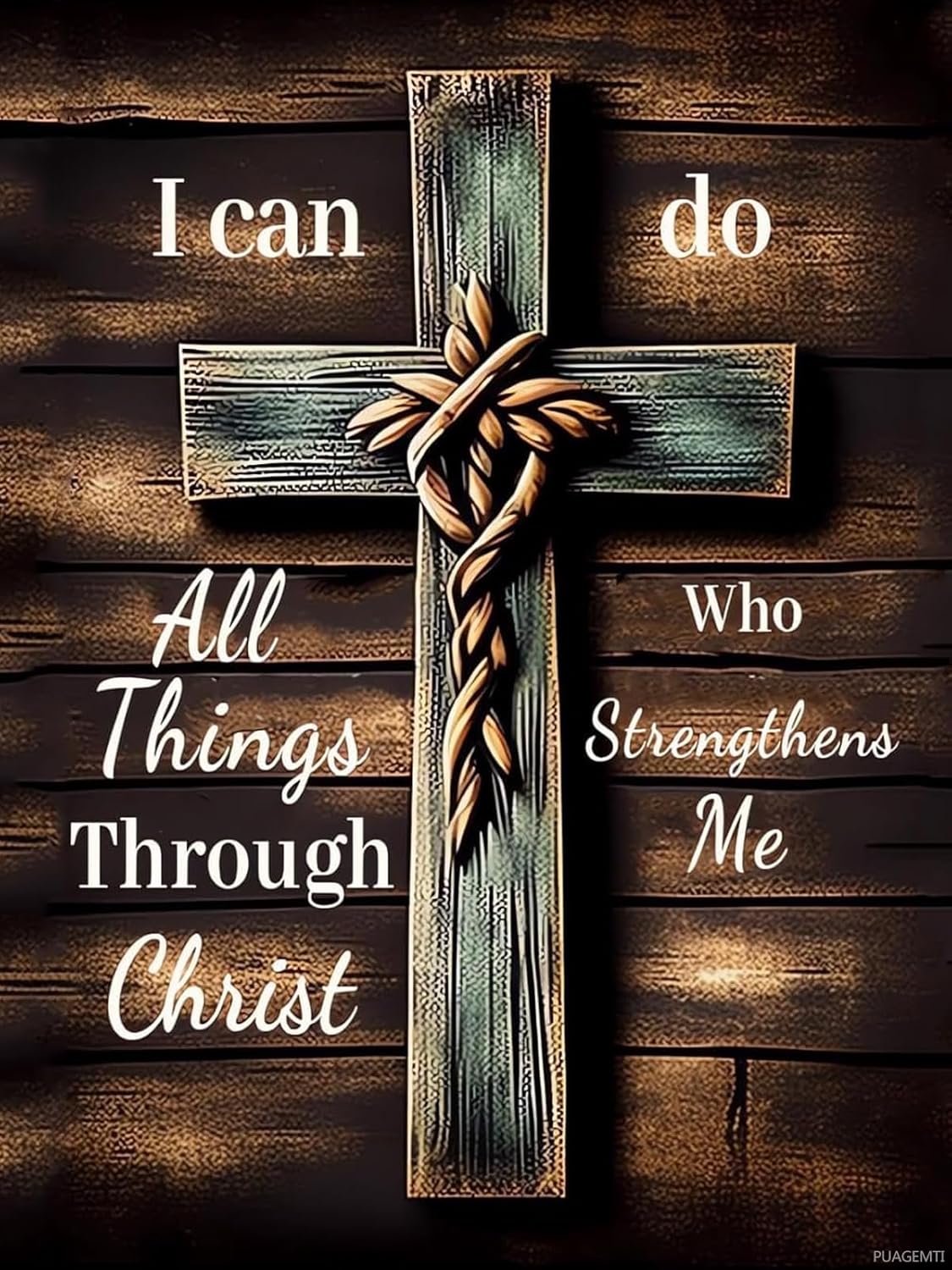 PUAGEMTI Plank Cross Diamond Painting Kits Christian Art Painting 5D DIY Full Round Drill Adults Beginners, Gifts for Family Friends Home Wall Decor 12x16 Inch