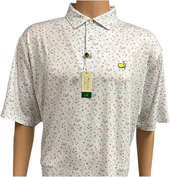 PETER MILLAR Masters Men's Performance Tech Caddie and Azaleas Pattern Golf Shirt Polo