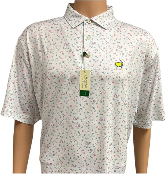 PETER MILLAR Masters Men's Performance Tech Caddie and Azaleas Pattern Golf Shirt Polo