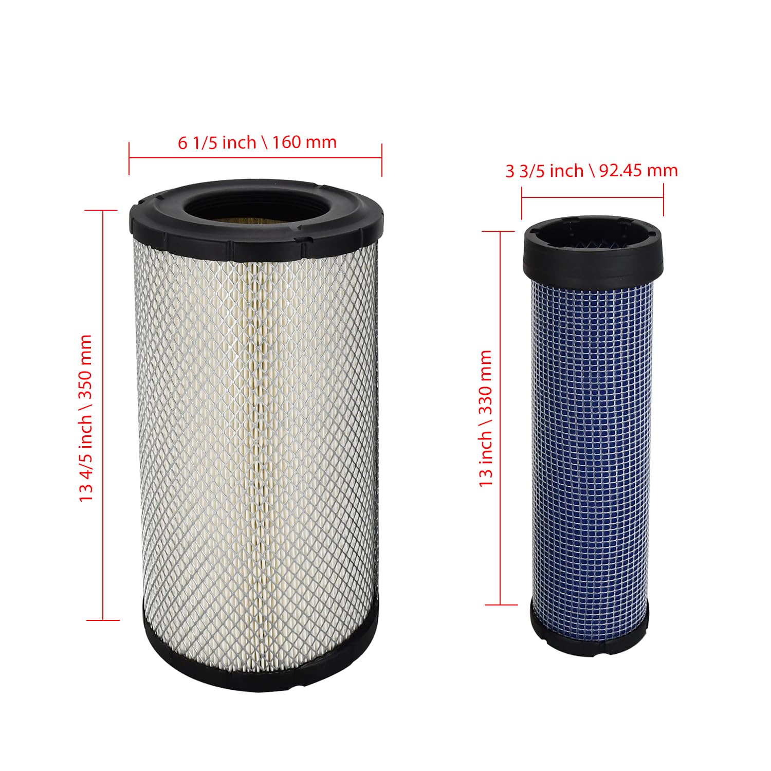 Juego de filtros de aire 110-6326 222421A1 compatible con John Deere Tractor 3100 3200 3210 3300 3400 5076E 5082E 5090E 5090EH 5093E 5101E 5101EN 5103 5203 5210 5215 5220 5225 5303 5310