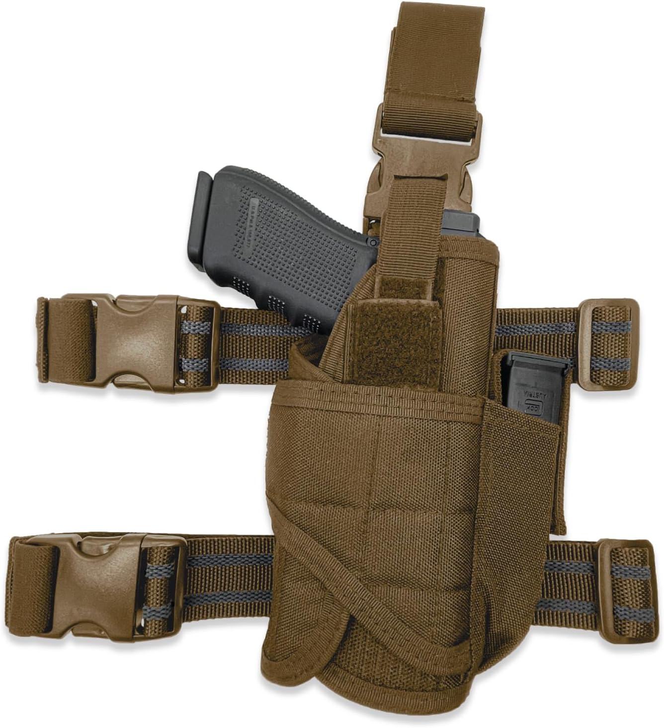 Universal Drop Leg Holster 500D Nylon | American Company | Thigh Holster Mag Pouch | Adjustable Gun Holster Fits Any Pistol | Sig, Glock, S&W