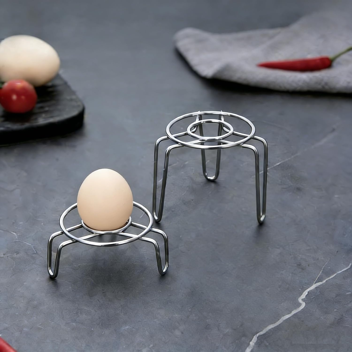 Ultra Mini Steaming Rack 2PCS Different Heights, Egg Steaming Rack Mini Stainless Steel Height Small Leg Rack, Small Cup Pot Holder, Multifunction Steaming Stand Holder