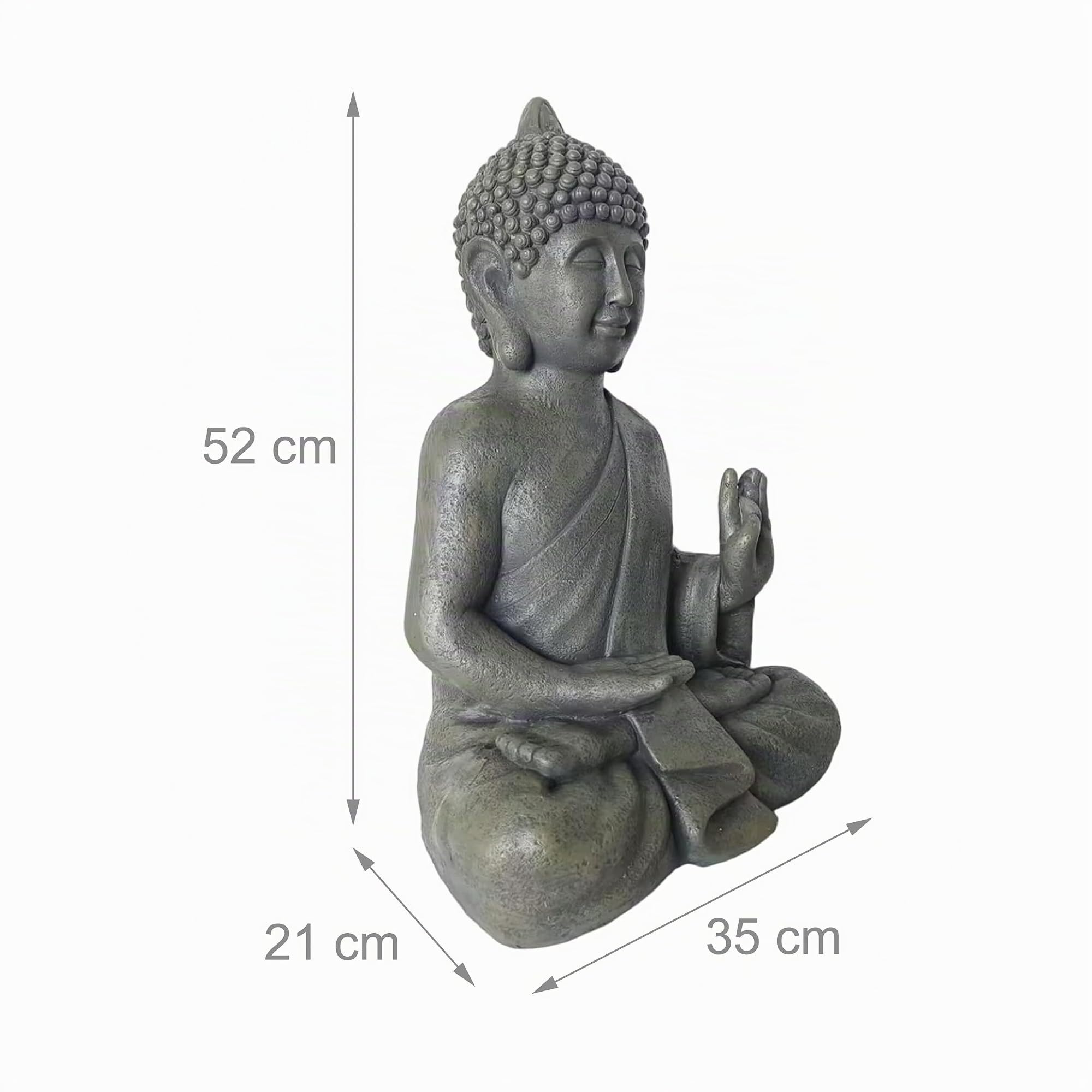 Relaxdays Statue Bouddha Assis, 52 cm, polyrésine, résistante intempéries et Gel, déco Jardin Salon Vintage, Anthracite