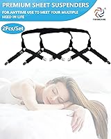 Vista 6 de Correas para sábanas – Clips entrecruzados para sábanas y soporte para sábanas, bandas elásticas, sujetadores de tirantes, 2 piezas/juego negro