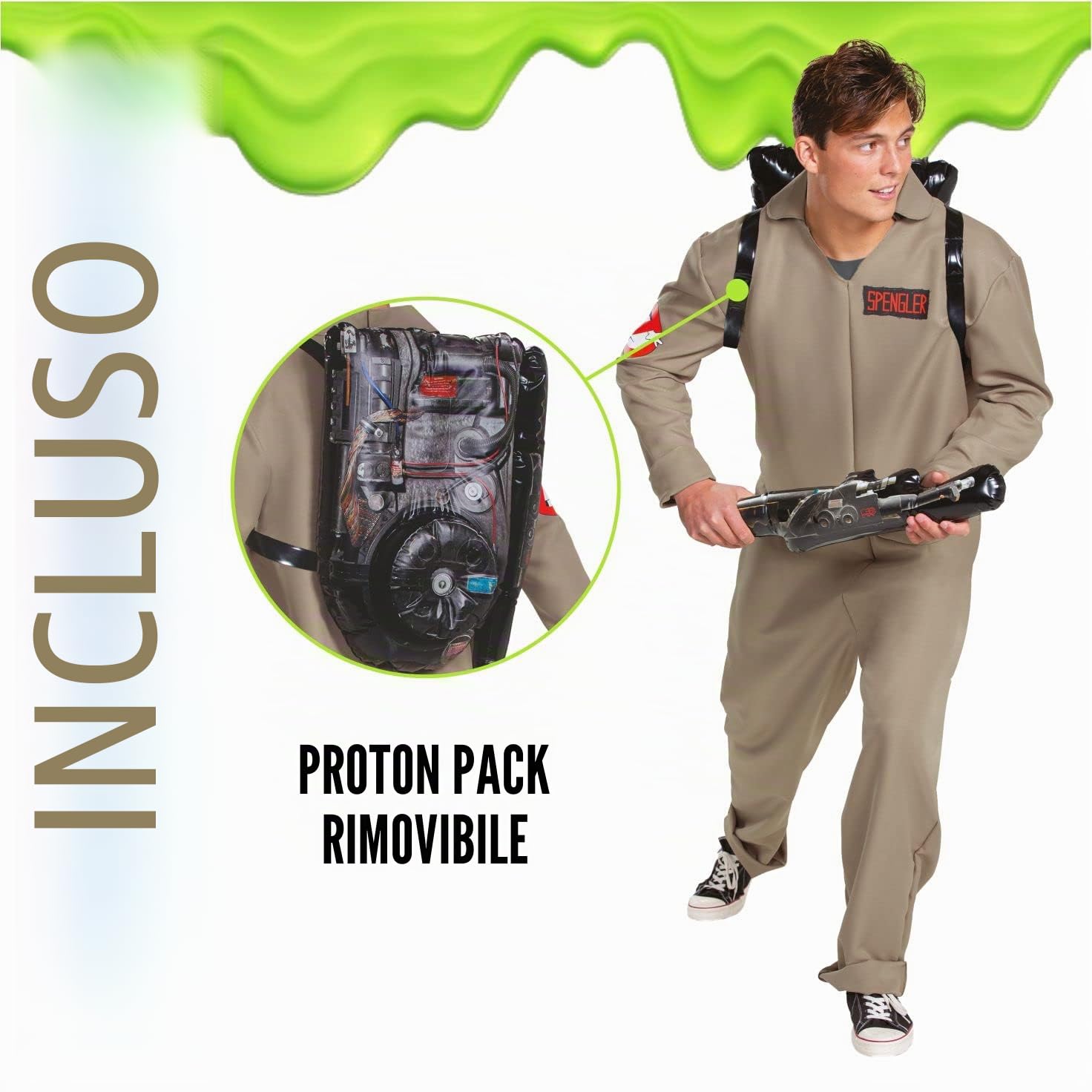 Disguise Costume Ghostbusters Adulti Con Zaino Protonico, Vestito Halloween Adulti Disponibile Taglia M, L